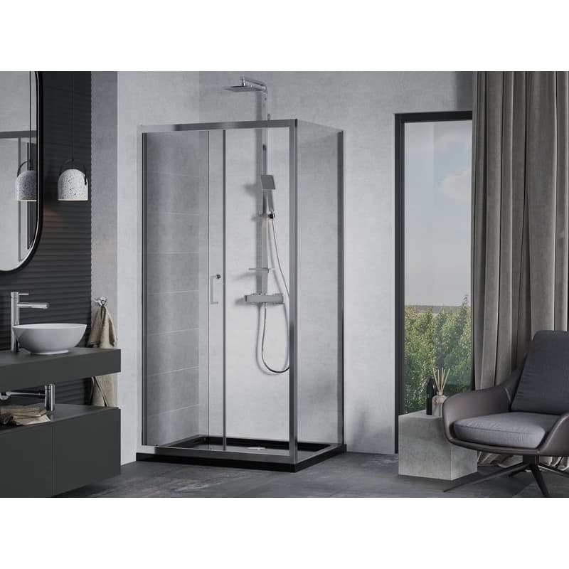 MEXEN/S - Apia Sprchovací kút 100x80, transparent, chróm + vanička so sifónom 840-100-080-01-00-4070 3