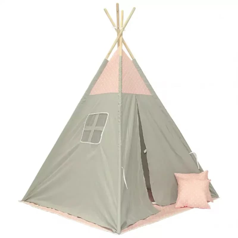 Detský stan Teepee sivo-ružový/hviezdy 1