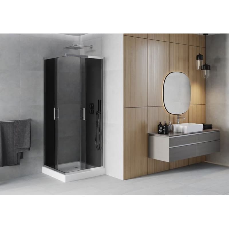 MEXEN/S - Rio štvorcový sprchovací kút 80 x 80, grafit, chróm + vanička Rio 860-080-080-01-40-4510 3