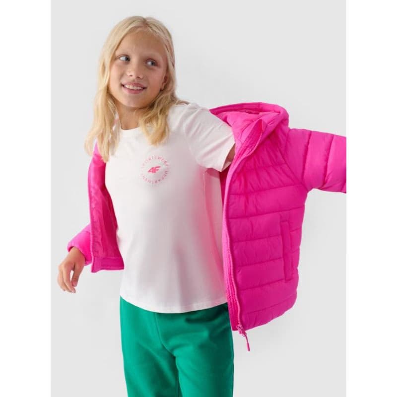 Dievčenská bunda 4F JUNIOR DOWN JACKET-JWAW24TDJAF449-55S-HOT PINK 4
