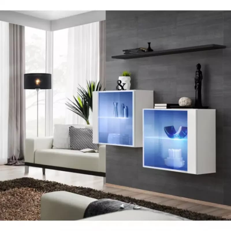 Komoda+Polička Switch Sb III Led Biely/Čierna 1