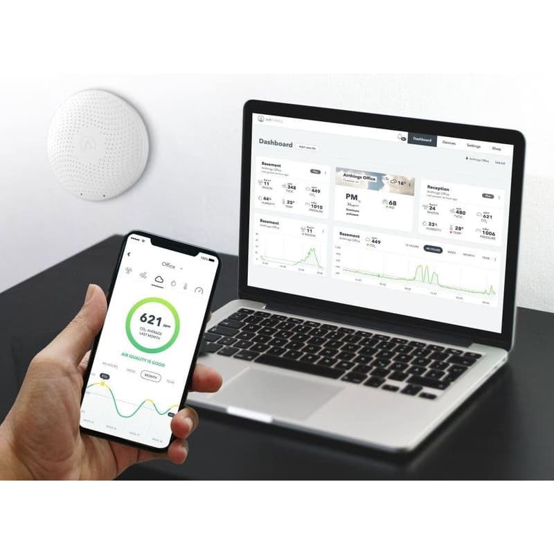 AirThings Wave plus - senzor kvality ovzdušia, radónu, vlhkosti, teploty, VOC, CO2 a tlaku 2