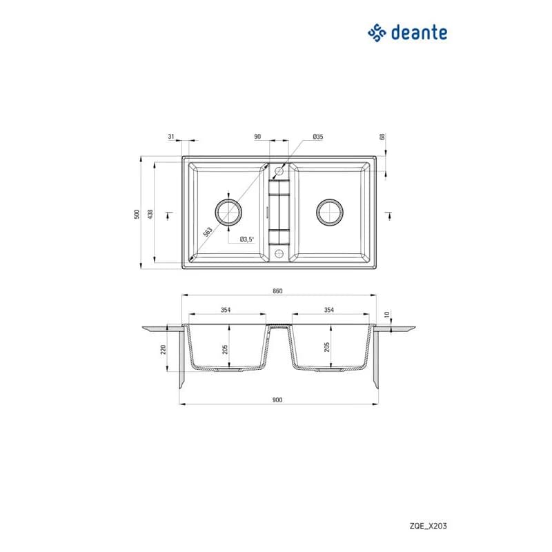 DEANTE DEANTE - Eridan alabaster - Granitový dvojdrez ZQE_A203 4