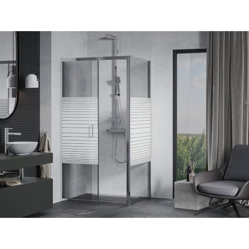 MEXEN/S - APIA sprchovací kút 115x70, dekor - pruhy, chróm 840-115-070-01-20 3