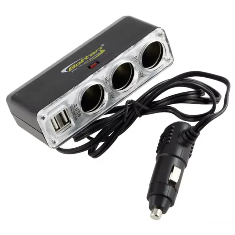 Roztrojka multisocket 12/24V 2xUSB 1A 1