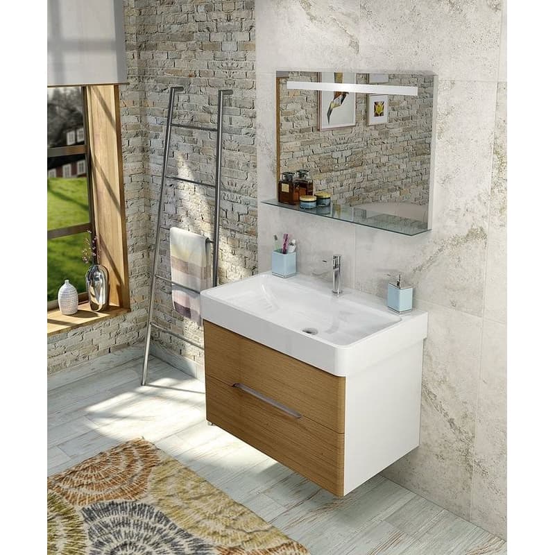 SAPHO - MEDIENA umývadlová skrinka 76x51x48,5cm, biela matná/dub natural MD082 2