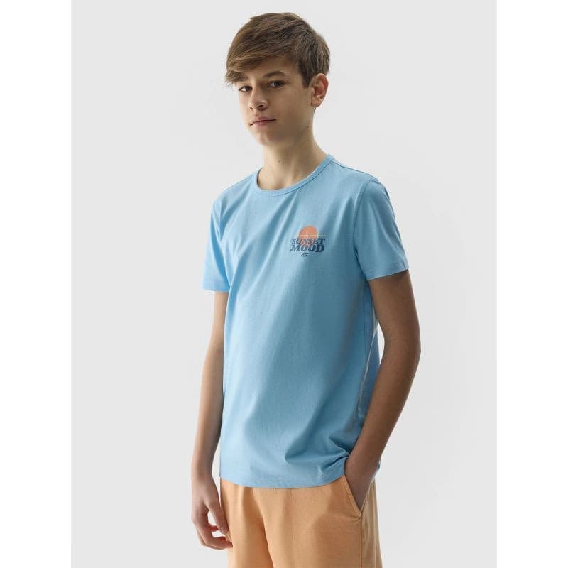 Chlapčenské tričko s krátkym rukávom 4F JUNIOR TSHIRT-4FJWSS24TTSHM1136-34S-LIGHT BLUE 2