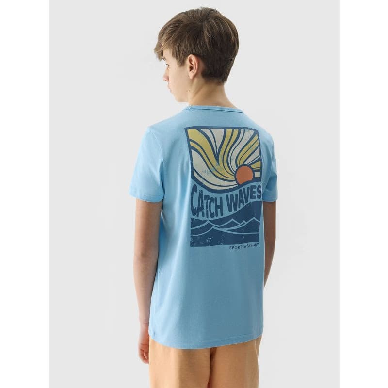 Chlapčenské tričko s krátkym rukávom 4F JUNIOR TSHIRT-4FJWSS24TTSHM1136-34S-LIGHT BLUE 3