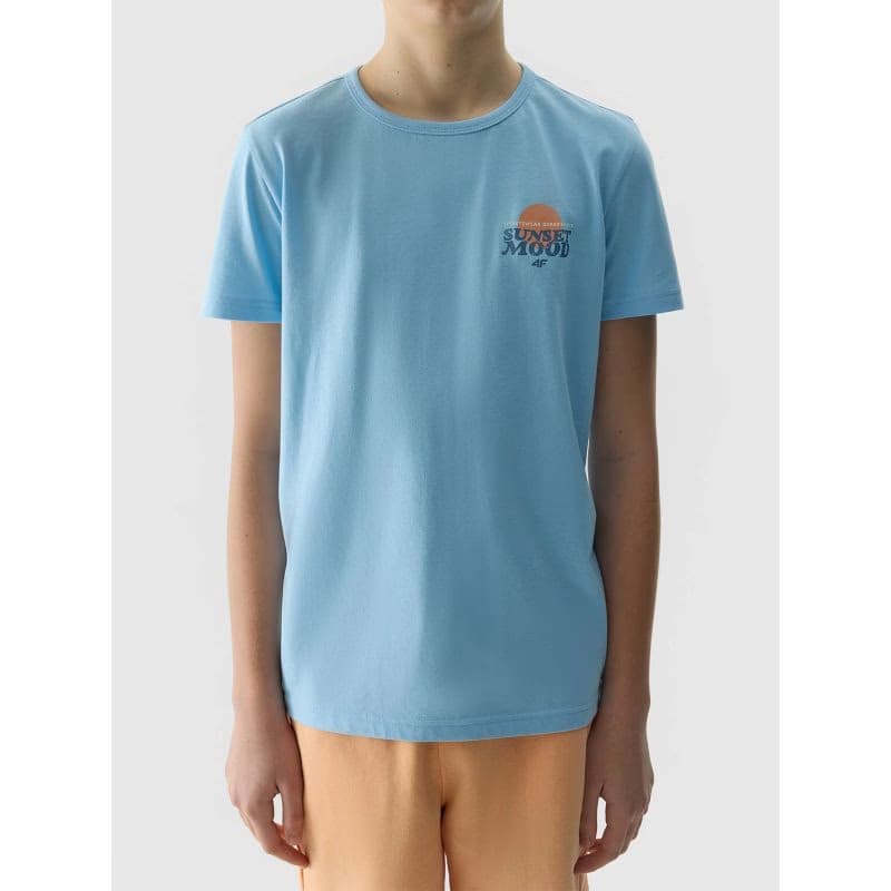 Chlapčenské tričko s krátkym rukávom 4F JUNIOR TSHIRT-4FJWSS24TTSHM1136-34S-LIGHT BLUE 5
