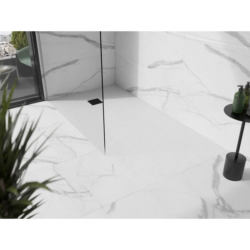 MEXEN/S - Stone+ obdĺžniková sprchová vanička 180 x 80, biela, mriežka čierna 44108018-B 2