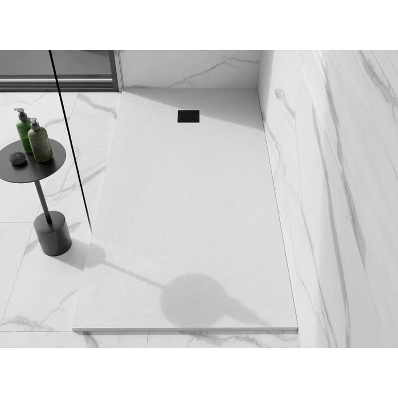 MEXEN/S - Stone+ obdĺžniková sprchová vanička 180 x 80, biela, mriežka čierna 44108018-B 6