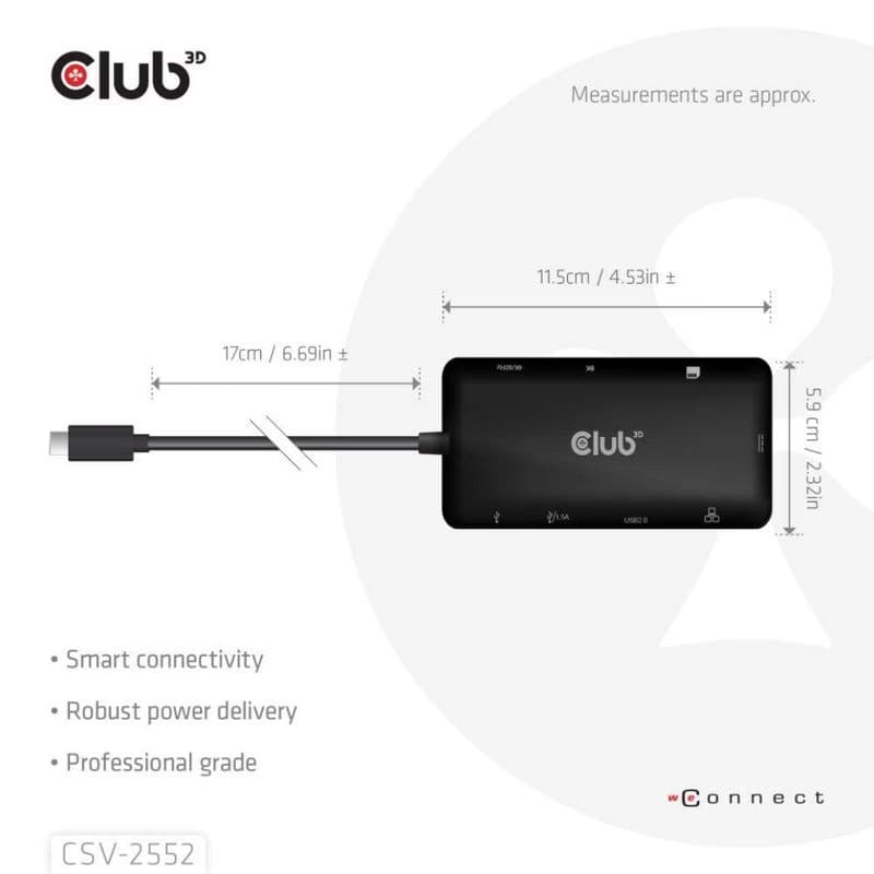 Club3D Dokovacia stanica USB-C 9v1, 2xHDMI, 1xUSB-C, 1xUSB-C PD, 2xUSB, 1xRJ45, microSD/SD, čierna 2