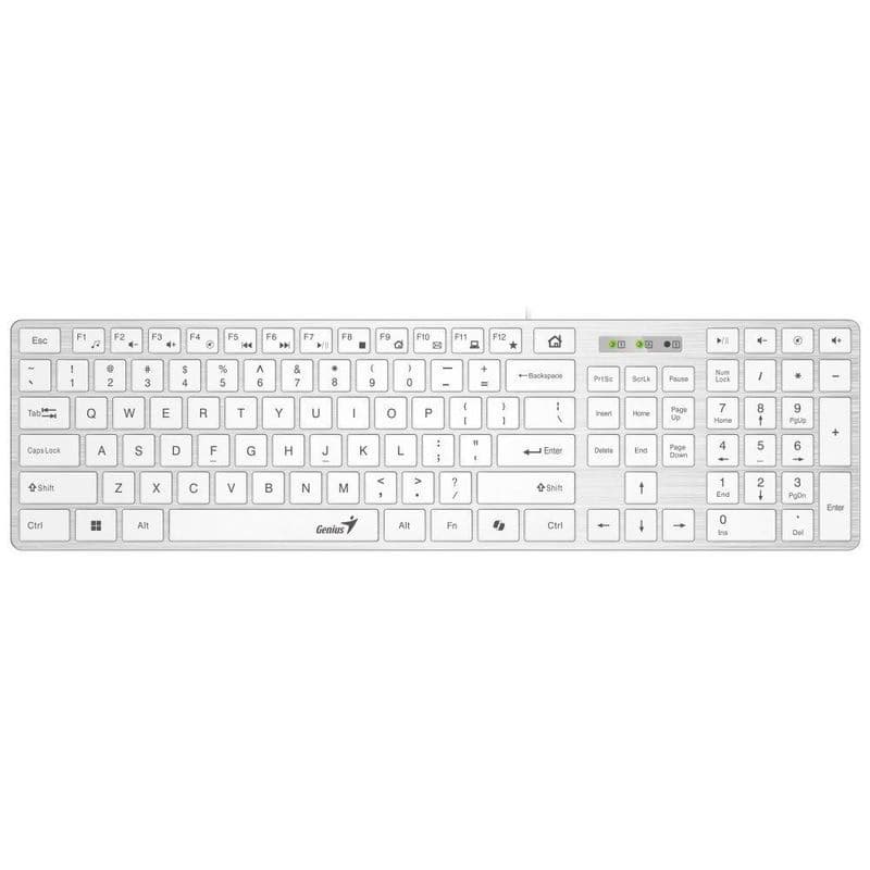 Genius Slimstar 126 Klávesnica, drôtová, CZ+SK layout, Copilot kláves, USB, tenká, biela