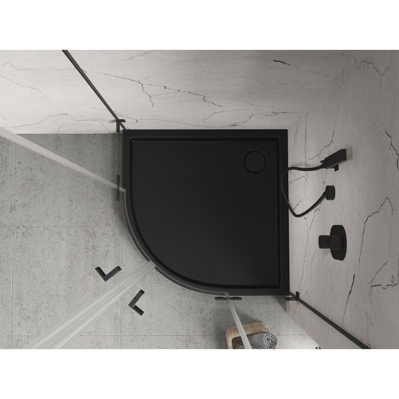 MEXEN - Flow+ Sprchová vanička štvrťkruh 90 x 90, čierna mat 46Q709090H 4