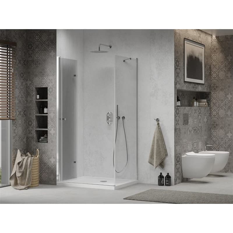 MEXEN/S - Sprchovací kút zalamovací Lima 110x90, sklo číre, chróm + vanička 856-110-090-00-00-4010 4