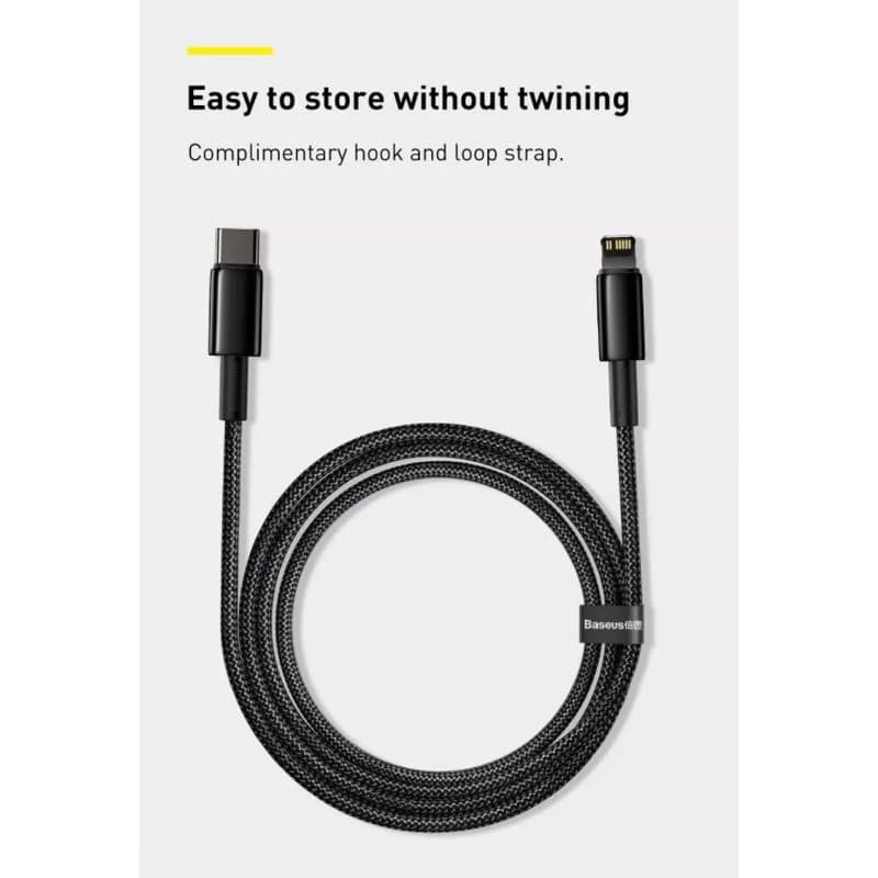 Baseus Tungsten Gold rýchlonabíjací / dátový kábel USB-C na Lightning PD 20W 2m, čierna 4