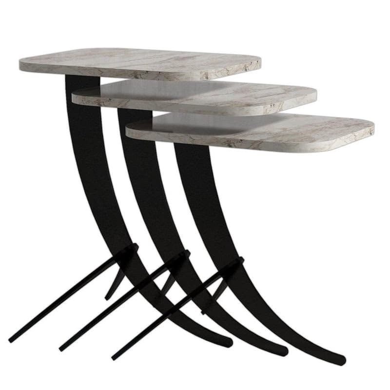 Sada odkladacích stolíkov (3 kusy) Pion - White Marble 2