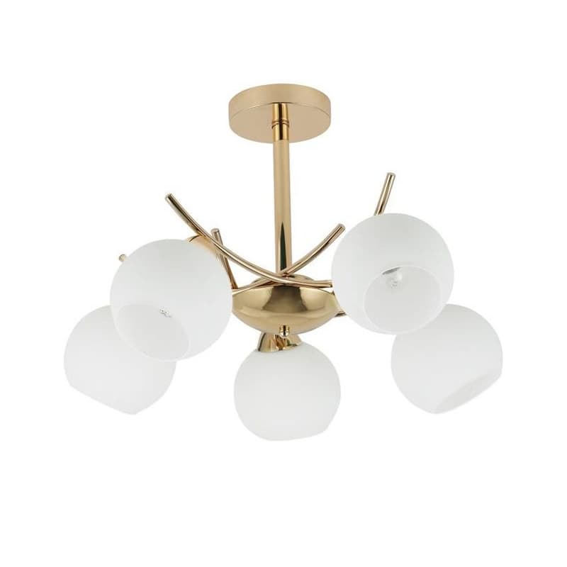 Závesná lampa AMOS Gold 5x40W E27 biele tienidlo 1