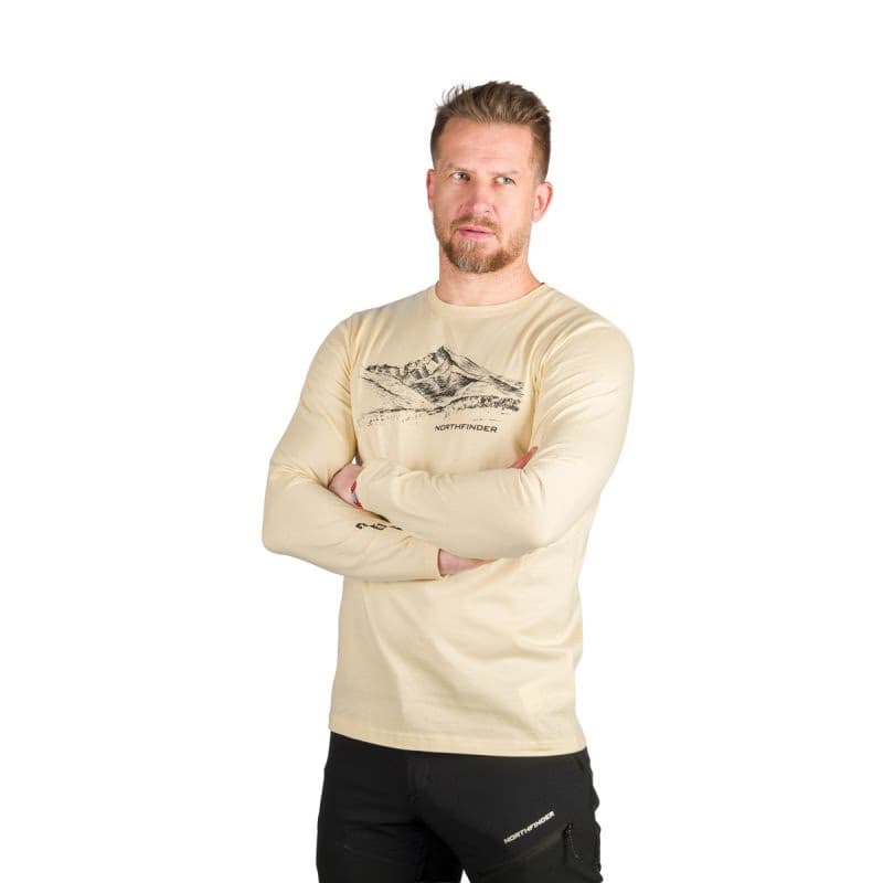 Pánske turistické tričko s dlhým rukávom NORTHFINDER DACSO-529creamwhite 2