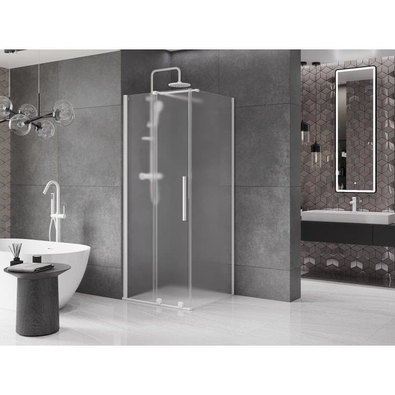 MEXEN/S - Velár sprchovací kút, posuvné dvere 90 x 90, dekor, biela 871-090-090-31-20 3