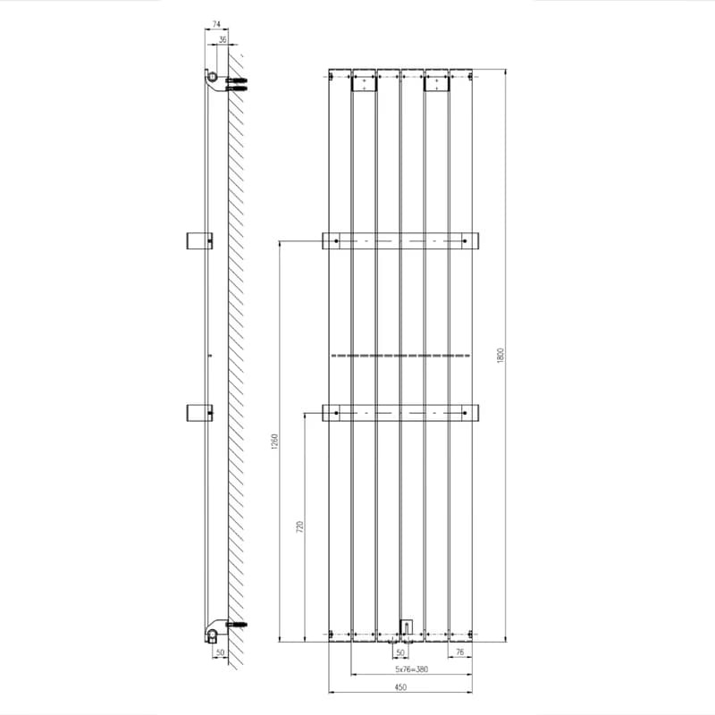 SAPHO - COLONNA vykurovacie teleso 450x1800, bridlica s texturou IR147 4