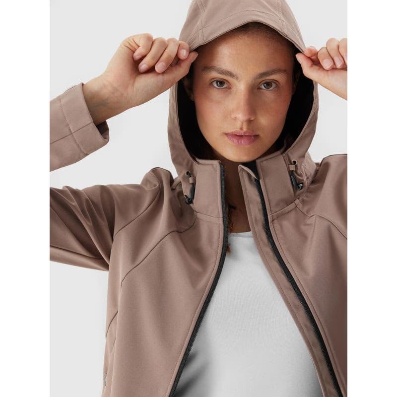 Dámska turistická bunda 4F SOFTSHELL JACKET-AW23TSOFF152-82S-LIGHT BROWN 3