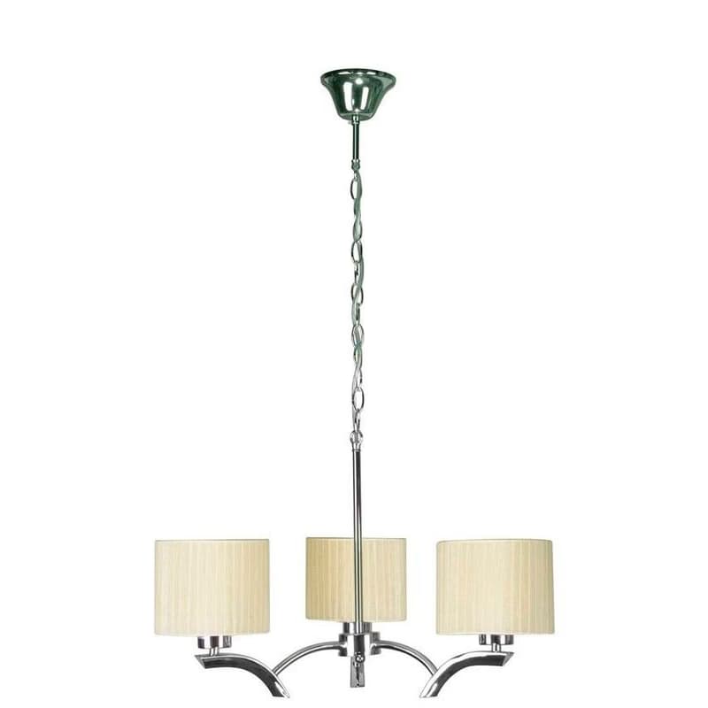 Závesná lampa chróm + krémové tienidlo 3x60W luster Draga