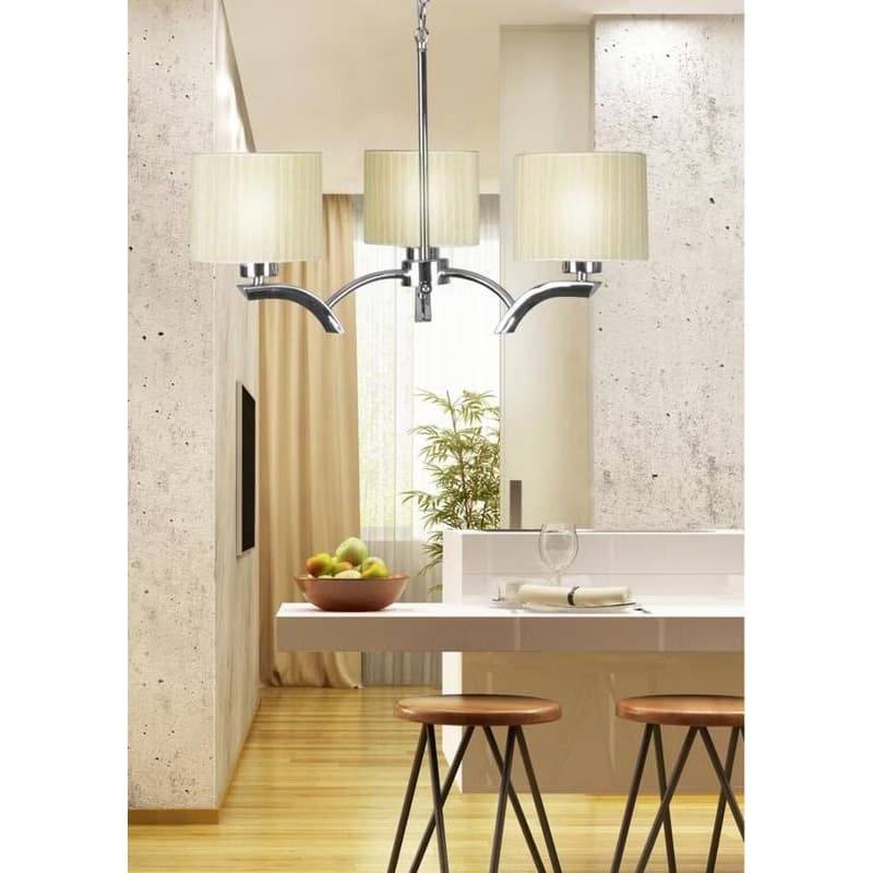 Závesná lampa chróm + krémové tienidlo 3x60W luster Draga 2