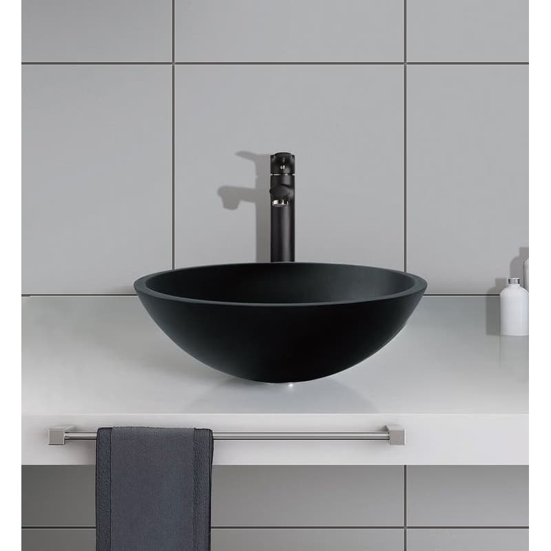 SAPHO - TELICA sklenené umývadlo na dosku priemer 42cm, čierná mat TY181B 3