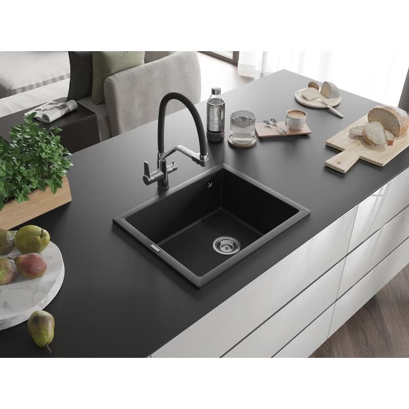 MEXEN MEXEN - Pedro granitový drez 1-miska 560x460 mm, čierna 6508561000-77 2