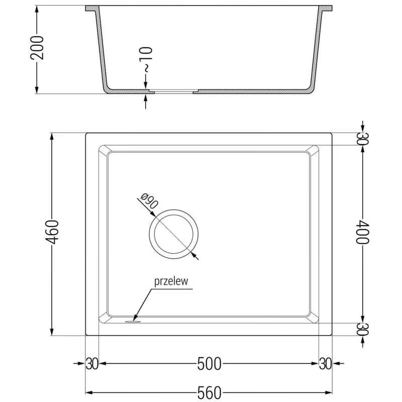MEXEN MEXEN - Pedro granitový drez 1-miska 560x460 mm, čierna 6508561000-77 5