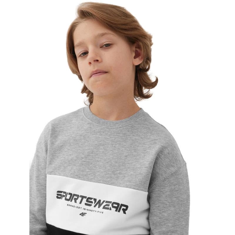 Chlapčenská mikina 4F JUNIOR SWEATSHIRT-JAW23TSWSM630-27M-COLD LIGHT GREY MELANGE 2