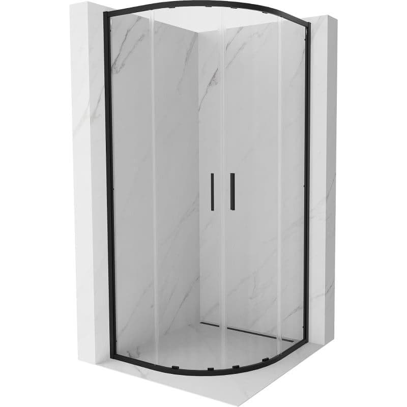 MEXEN/S - Exo štvrťkruhový posuvný sprchovací kút 80 x 80, transparent, čierna 8132-080-080-70-00