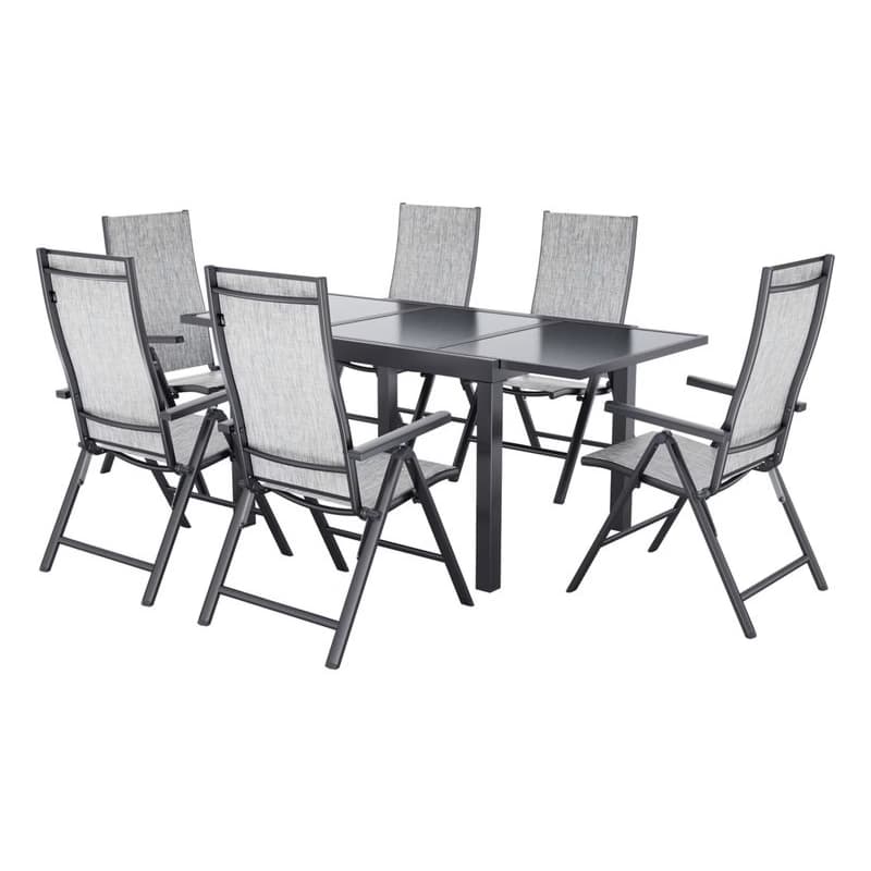 LIVARNO® Hliníkový rozťahovací záhradný stôl Houston/Toronto + Hliníkové skladacie kreslo Houston, 6 kusov 1