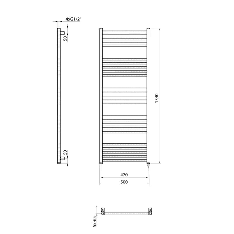 SAPHO - METRO-E elektrické vykurovacie teleso, rovné, 500x1340, 500 W, biela ME513 2