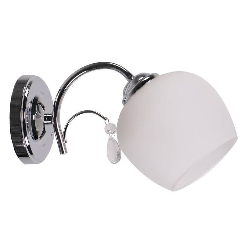 Nástenná lampa chrómové sklo biele tienidlo s krištáľom 40W Zachera