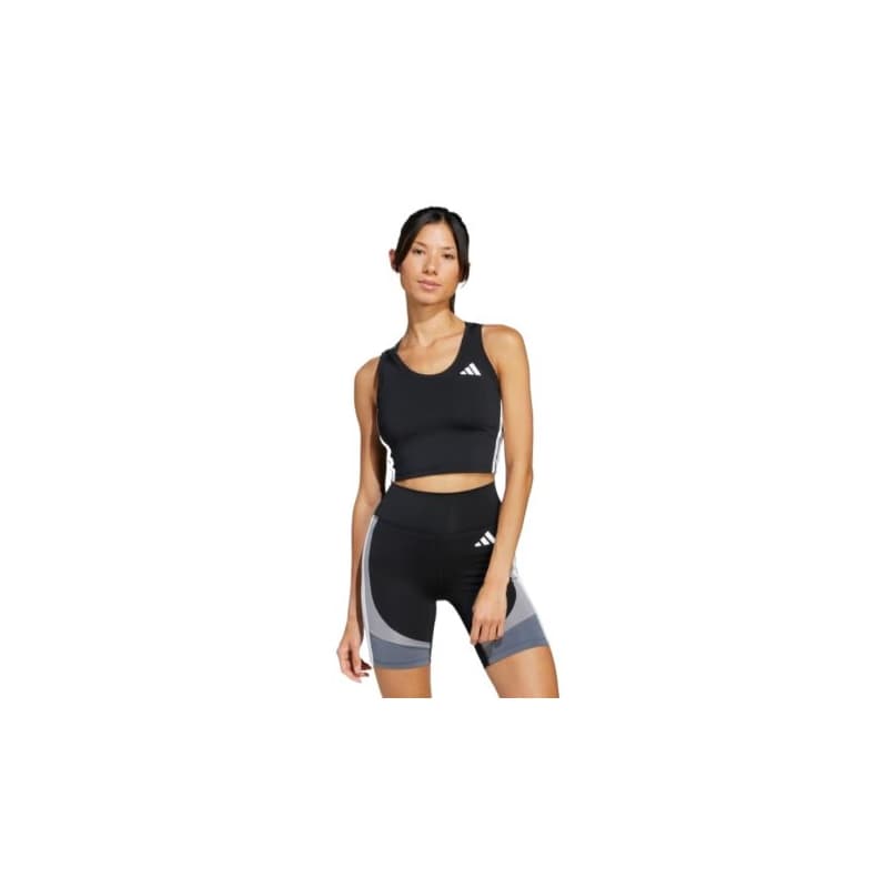 Dámske tréningové tielko ADIDAS WE 3S CROP TANK BLACK WHITE