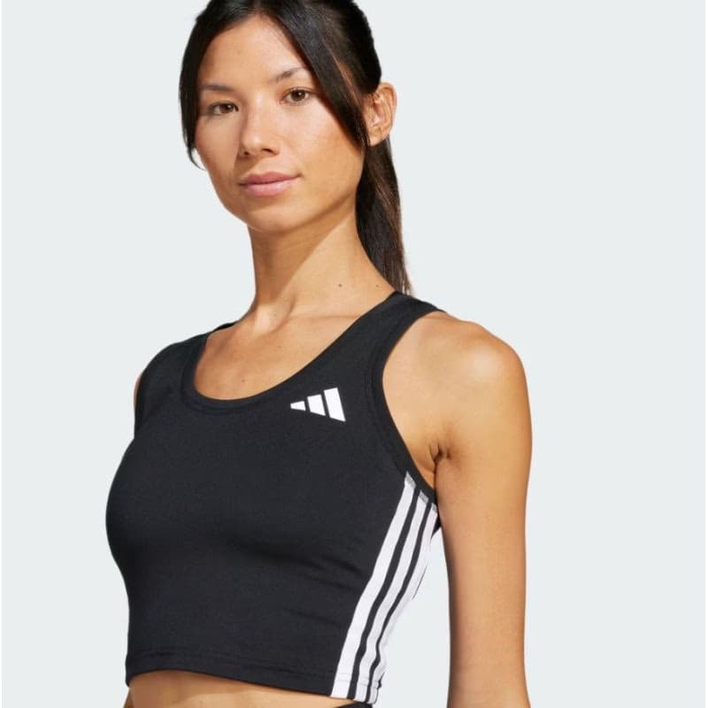 Dámske tréningové tielko ADIDAS WE 3S CROP TANK BLACK WHITE 2