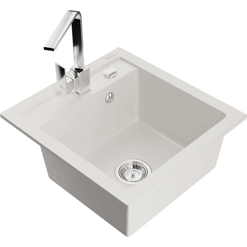 MEXEN/S MEXEN/S - Vito granitový drez 1-miska vrátane batérie Rita, biela 6503-20-670300-00 1