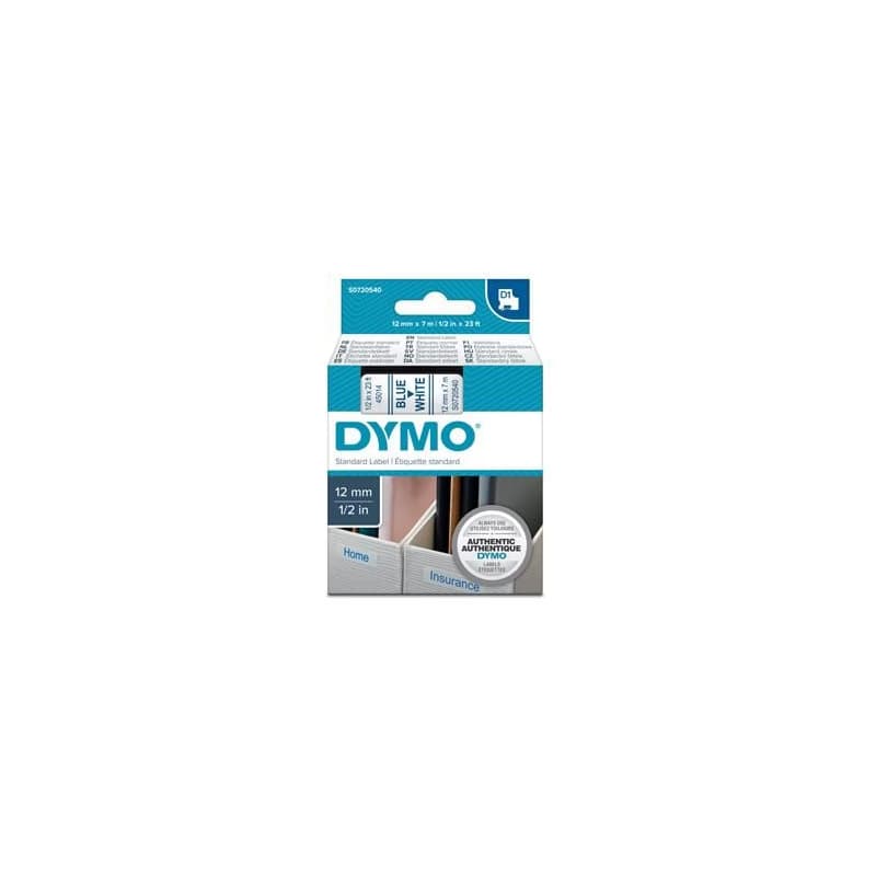Dymo originál páska do tlačiarne štítkov, Dymo, 45014, S0720540, modrý tlač/biely podklad, 7m, 12mm, D1 2