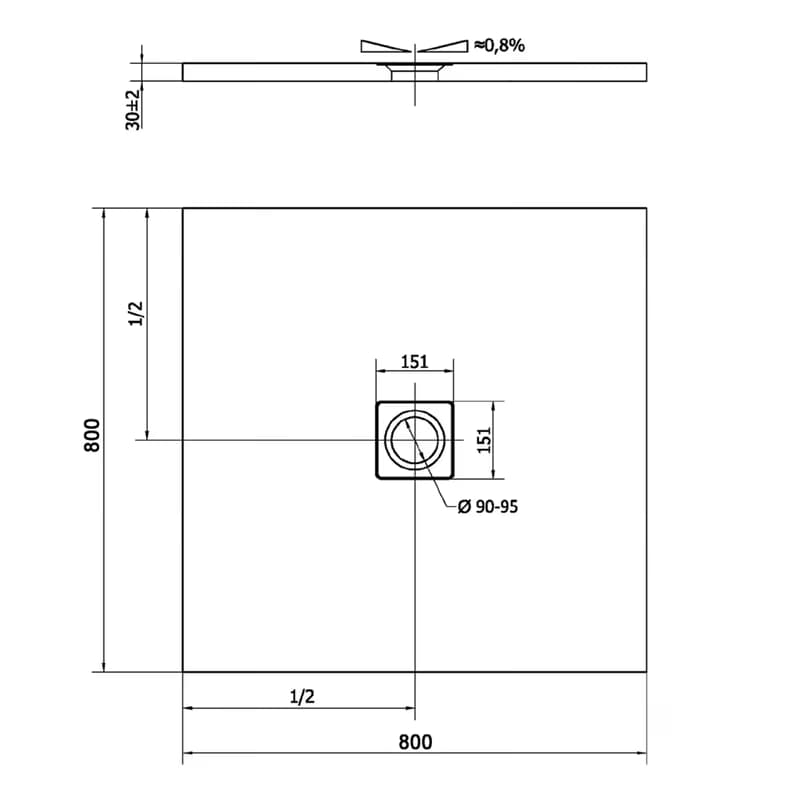 POLYSAN - FLEXIA sprchová vanička z liateho mramoru 80x80cm, nastaviteľná veľkosť 72941 2
