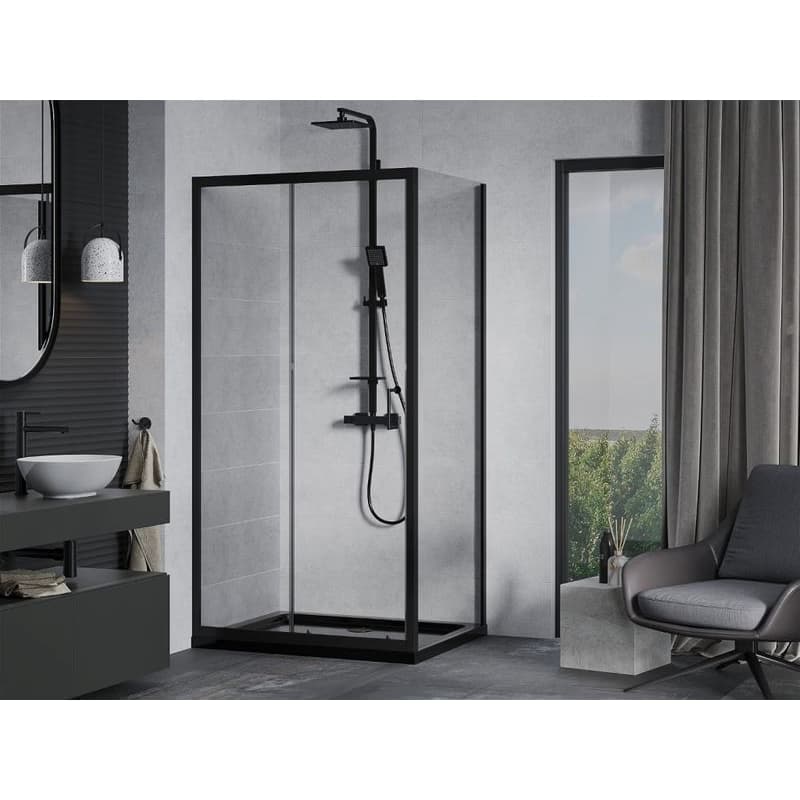 MEXEN/S - Apia Sprchovací kút 110x80, transparent, čierna + vanička so sifónom 840-110-080-70-00-4070B 2