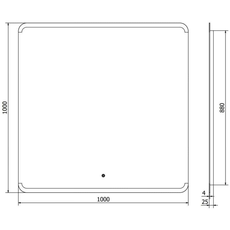 MEXEN - Nida zrkadlo s osvetlením 100 x 100, LED 600 9806-100-100-611-00 6