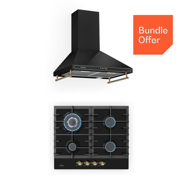 Klarstein Victoria 60 Duo Set plyn, Plynné varné dosky, Dymová kapucňa 1