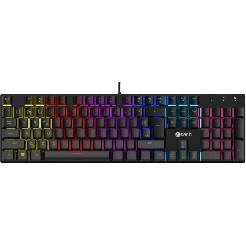 C-TECH mechanická klávesnica Morpheus, casual gaming, CZ/SK, červené spínače, RGB podsvietenie, USB 2