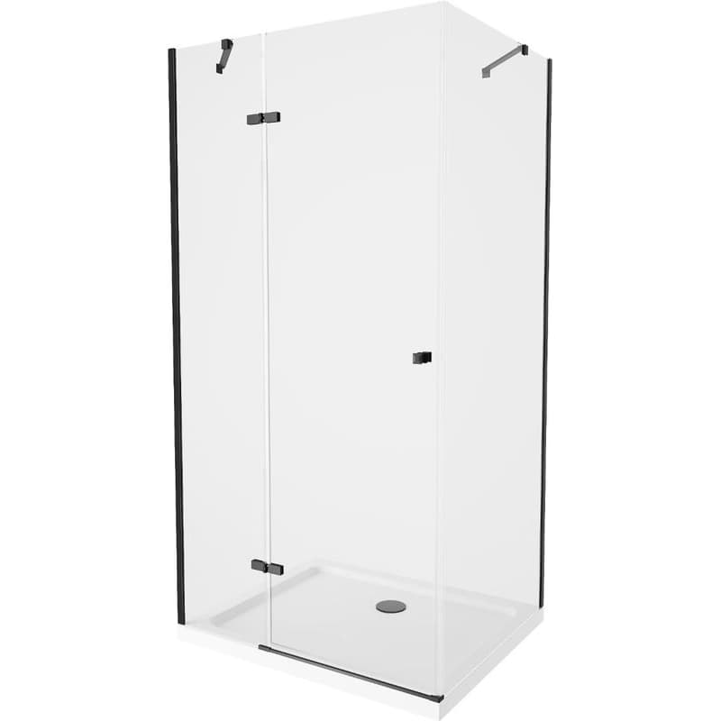 MEXEN/S - Roma sprchovací kút 80x70, transparent, čierna + biela vanička so sifónom 854-080-070-70-00-4010B