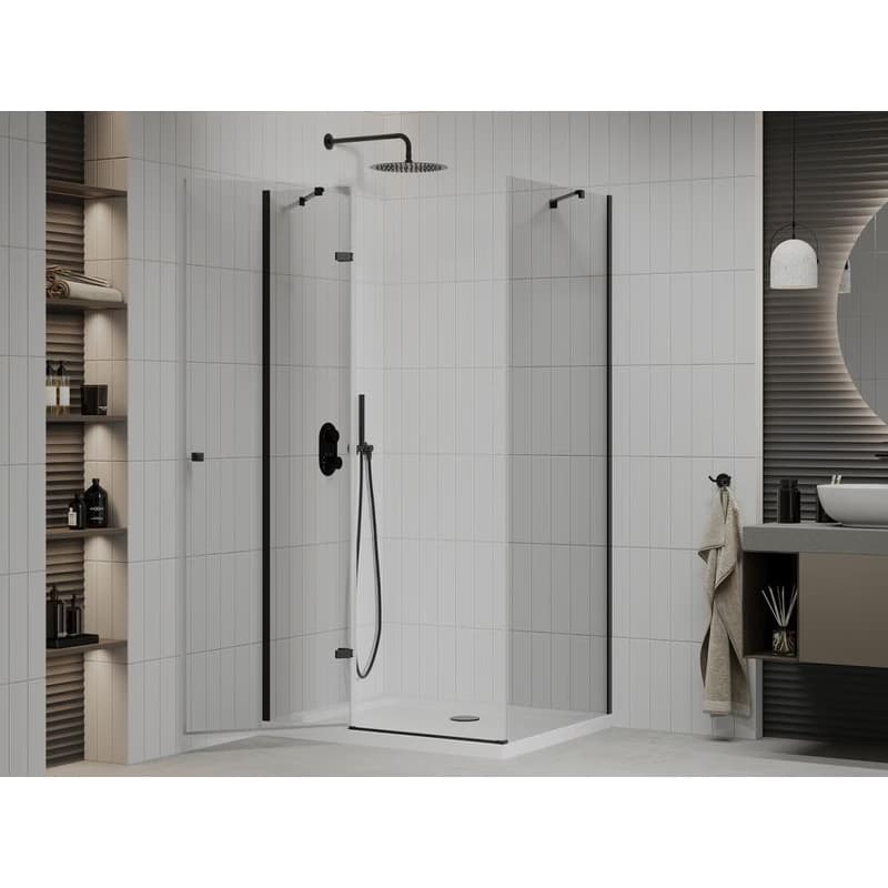 MEXEN/S - Roma sprchovací kút 80x70, transparent, čierna + biela vanička so sifónom 854-080-070-70-00-4010B 3