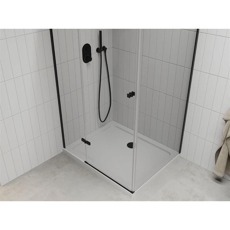 MEXEN/S - Roma sprchovací kút 80x70, transparent, čierna + biela vanička so sifónom 854-080-070-70-00-4010B 4