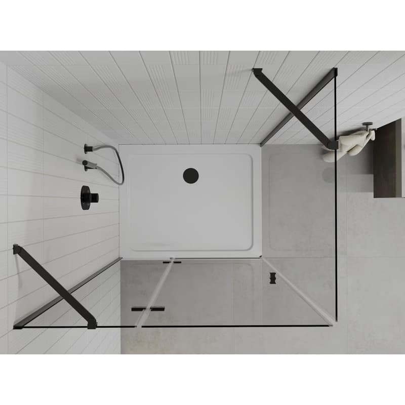 MEXEN/S - Roma sprchovací kút 80x70, transparent, čierna + biela vanička so sifónom 854-080-070-70-00-4010B 6