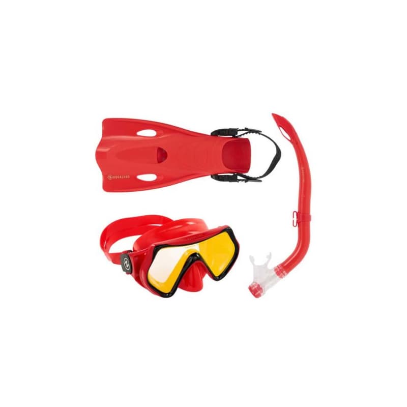 Juniorský potápačský šnorchlovací set AQUALUNG HERO SET Junior-RED MIRROR